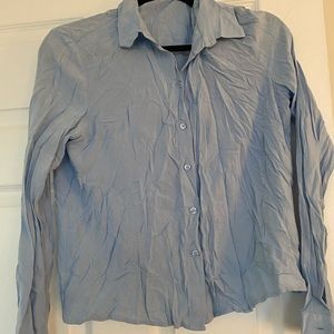 Blue button down top